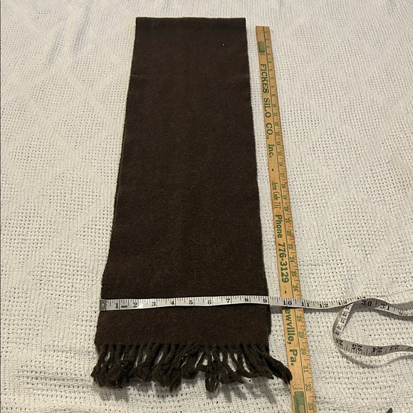 Polo Ralph Lauren Unisex Dark Brown LambsWool Scarf 9” x 60” Preppy Fall Winter - Picture 7 of 8
